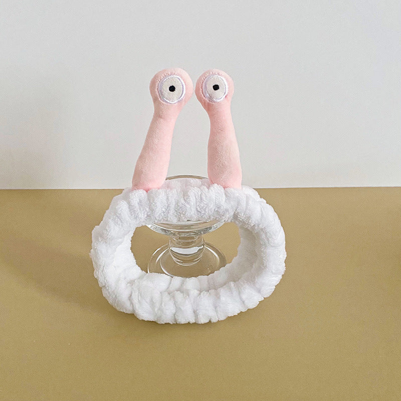 Cartoon Funny Snail Cute Face Wash Mask Plush Hair Band