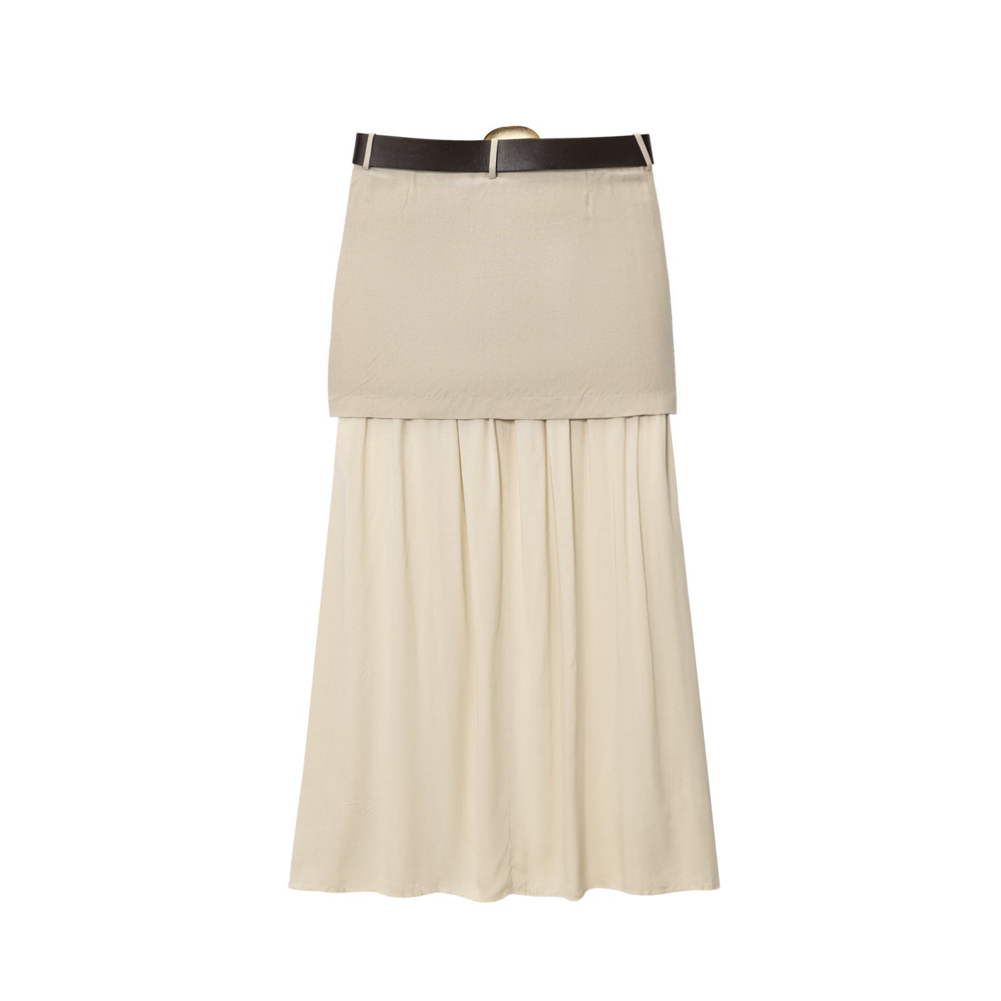 Versatile Patchwork Design Belt-decorated Skirt