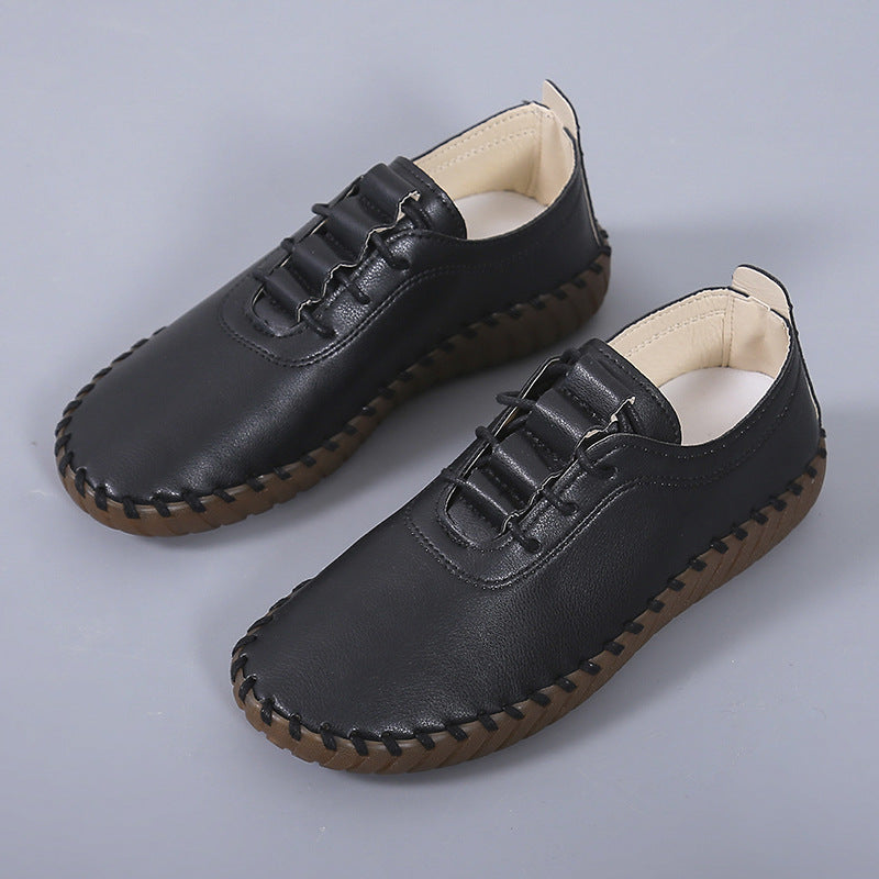 Women's Round Toe Lace-up Mother Soft-soled Flat Shoes