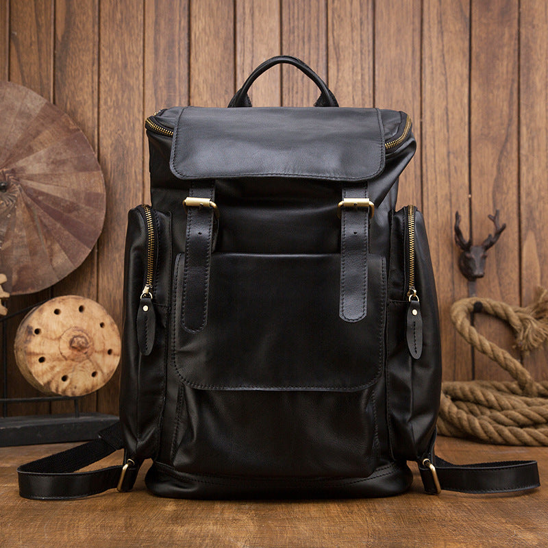 Handmade Genuine Leather British Style Large Capacity Men's Backpack Retro