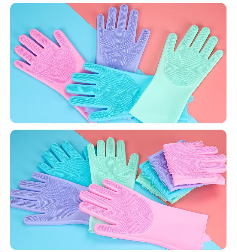 Pet Bathing Gloves Artifact To Remove Floating Hair And Anti-scratch Silicone With Brush