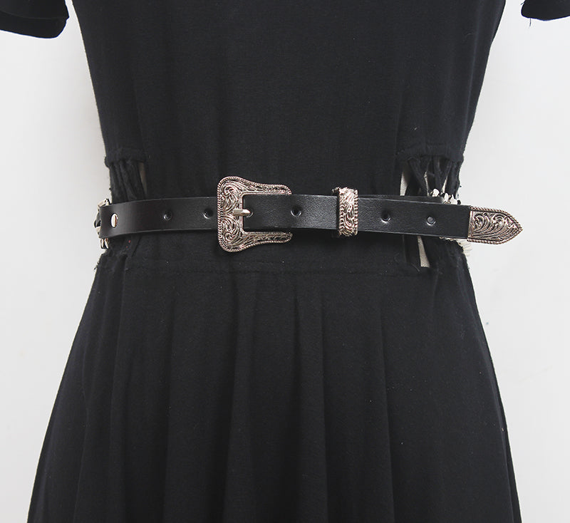 New Fashion All-match Leather Belt With Pearl Decoration