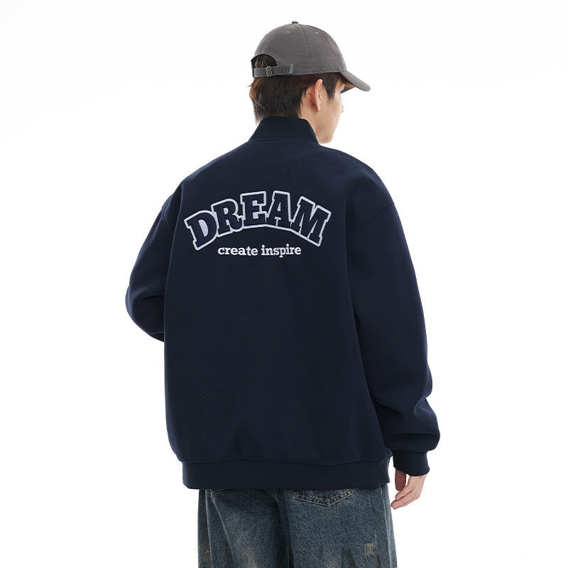 Loose Letter Embroidery Couple Models Coat Top