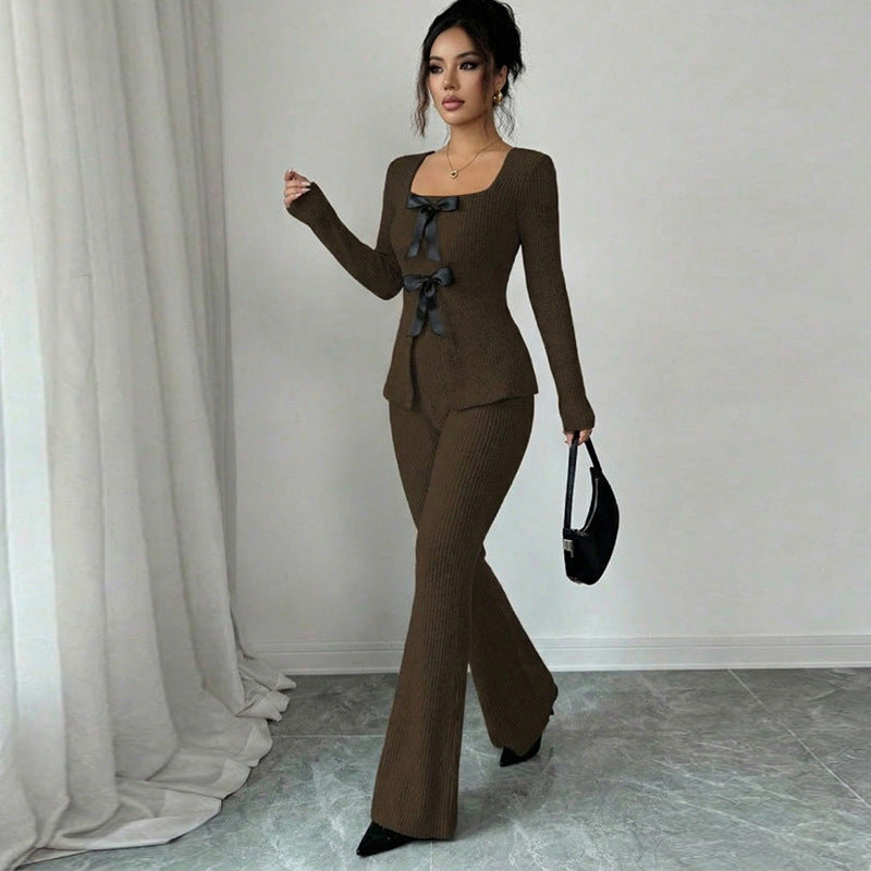 Women's Fashion Long-Sleeve Casual Pants Suit