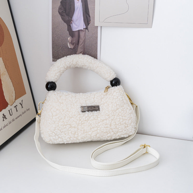 Women's Fashionable Lamb Wool Shoulder Messenger Bag