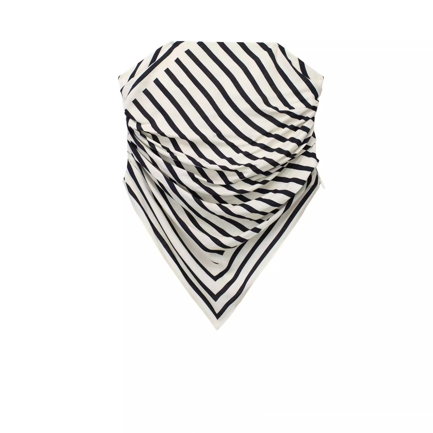 European And American Style Striped Straight Collar Off-the-shoulder Tube Top Top