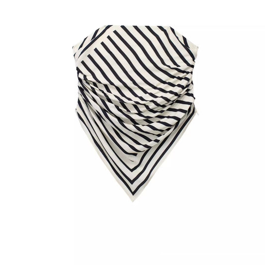 European And American Style Striped Straight Collar Off-the-shoulder Tube Top Top