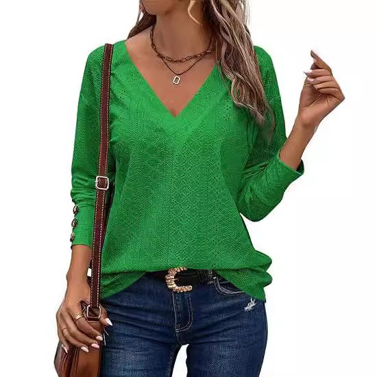 Casual Long Cufflinks Hollow Out Lace Hollow Out Shirt