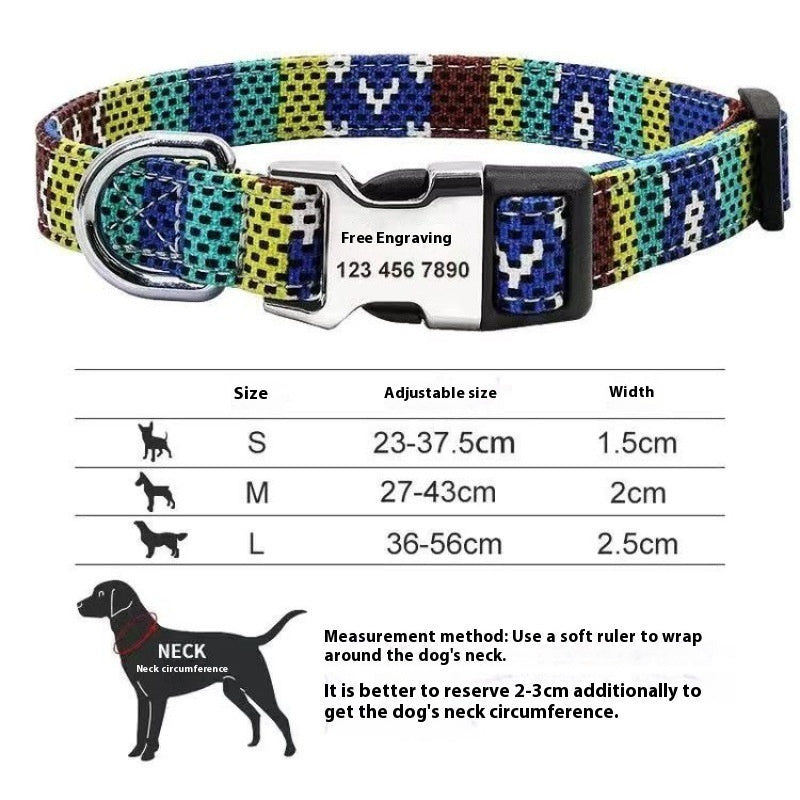 Dog Tag Anti-lost Adjustable Semi-metal Release Buckle Medium And Large
