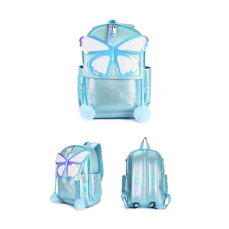 Sequined Butterfly Cute Backpack Female Korean Style Student Schoolbag Female