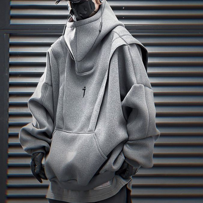 New Trendy Spacewalk Machine Armor Sweater Men's Loose Casual Hooded Top