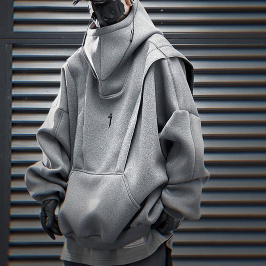 New Trendy Spacewalk Machine Armor Sweater Men's Loose Casual Hooded Top
