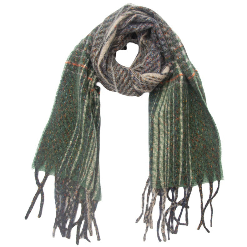European And American Clip Flower Gradient Color Tassel Scarf