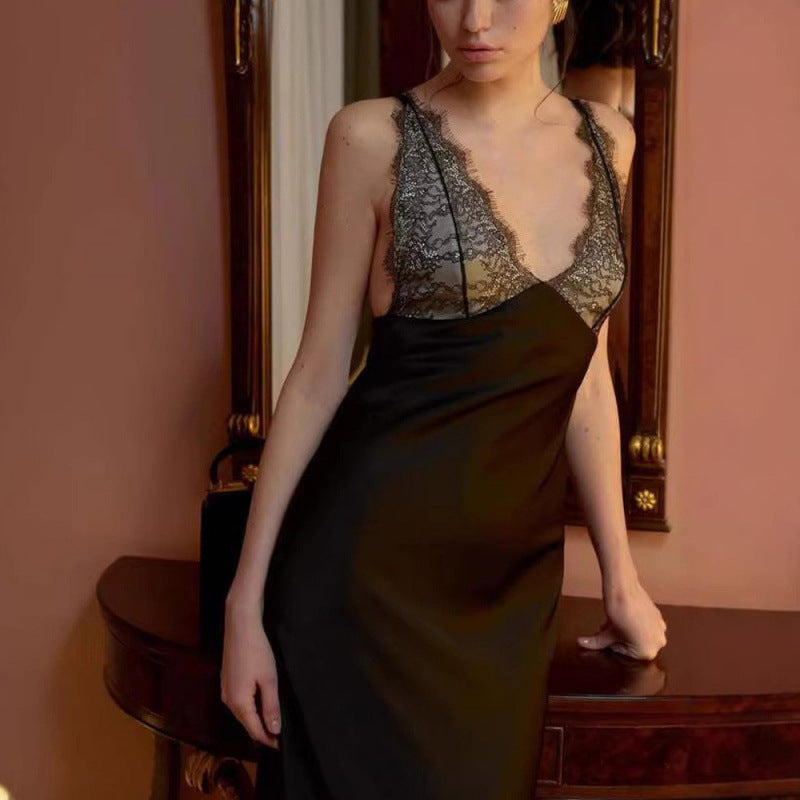 Sexy Lace Spaghetti-Strap Patchwork Dress