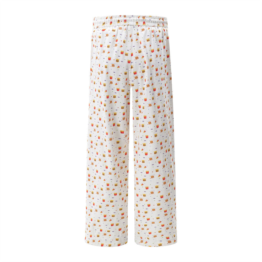 Men's Printed Casual Pants High Street Fashionable Baggy Straight Trousers