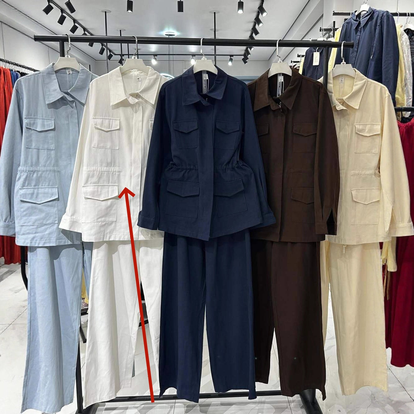 Denim Long-sleeve Button-up Retro Casual Pants Workwear Fashion Set