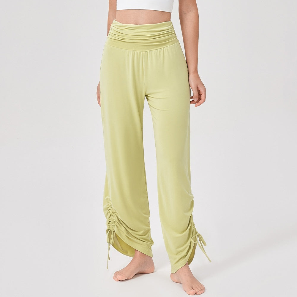 Dame Yoga Højtaljede Løse Brede Ben Bukser Draperende Bløde Og Åndbare