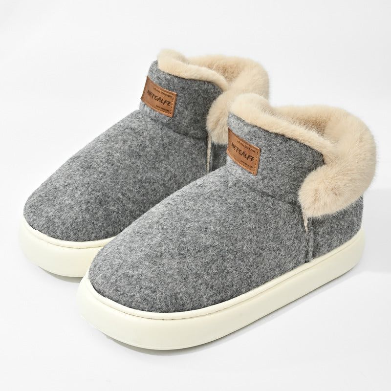Men And Women Indoor Keep Warm Outerwear Bag Heel Plus Velvet Snow Boots