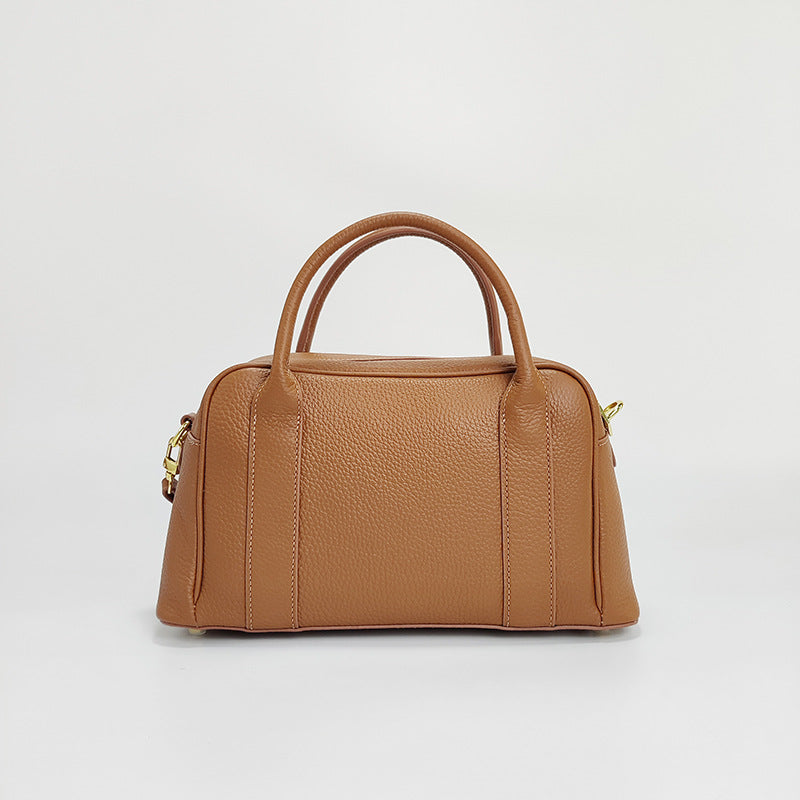 New Top Layer Hand-carrying Cowhide Boston Large Capacity Advanced