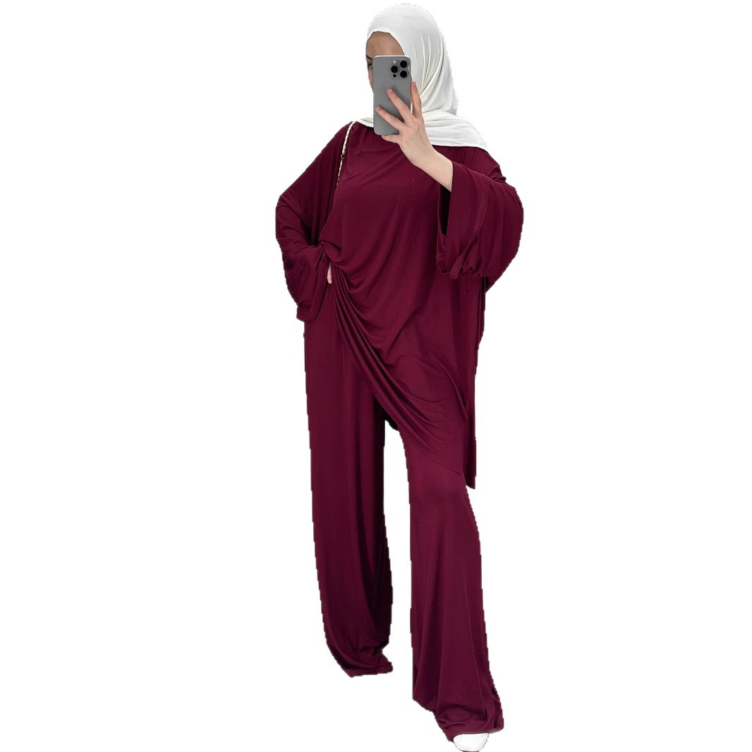 Womens Solid-Colored Loose And Comfortable Top Casual Fashion Set
