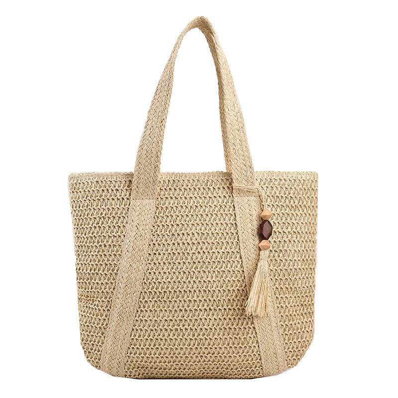 Fashion Shoulder Paper String Straw Mahogany Pendant Casual Beach Women's Bag
