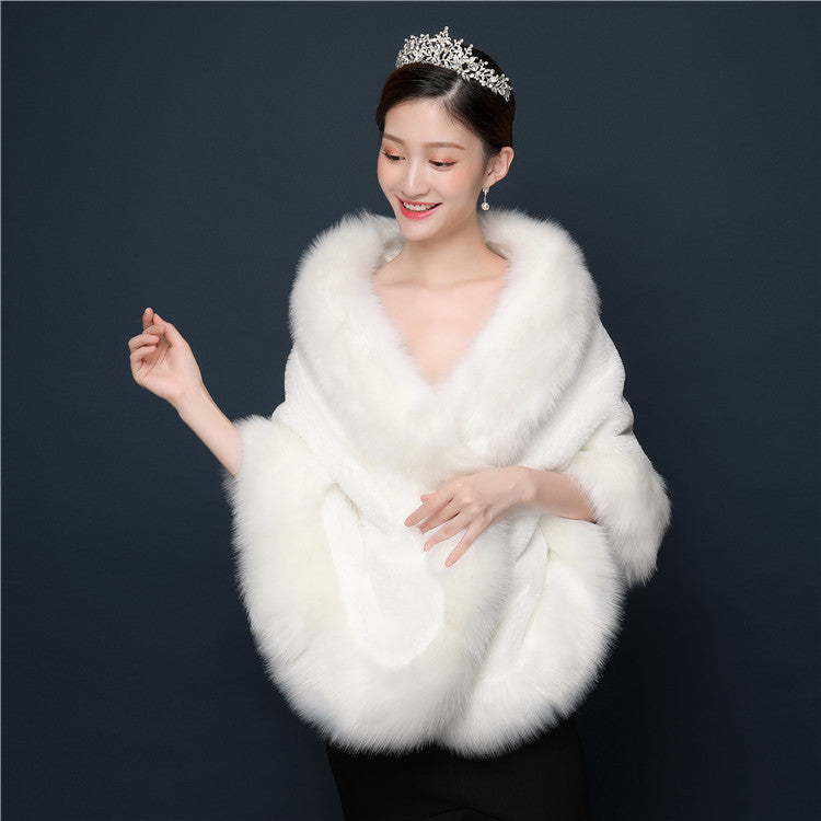 Thickened Plus-sized Fur Warm Scarf Coat Shawl