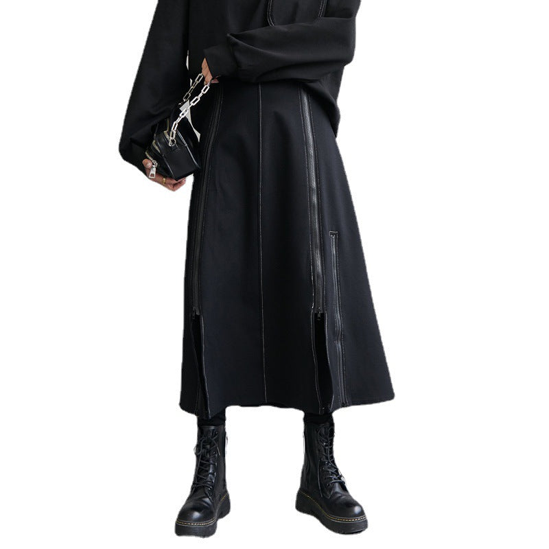 Womens Mid-Length Asymmetrical A-Line Skirt