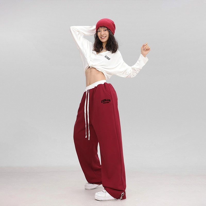 Lace-up Street Dance Multi-color Hip Hop Waist Head Contrast Color Sports Pants Female