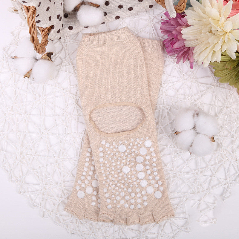 Solid Color Five-finger Non-slip Middle Tube Yoga Socks