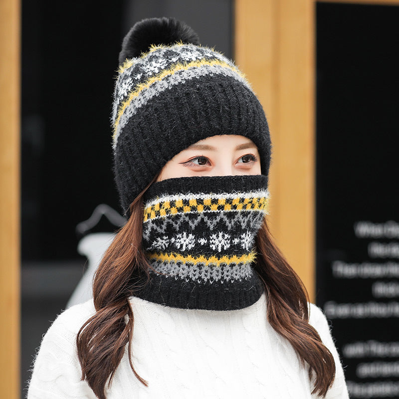Ladies Outdoor Fleece Thickened Rabbit Fur Knitted Hat
