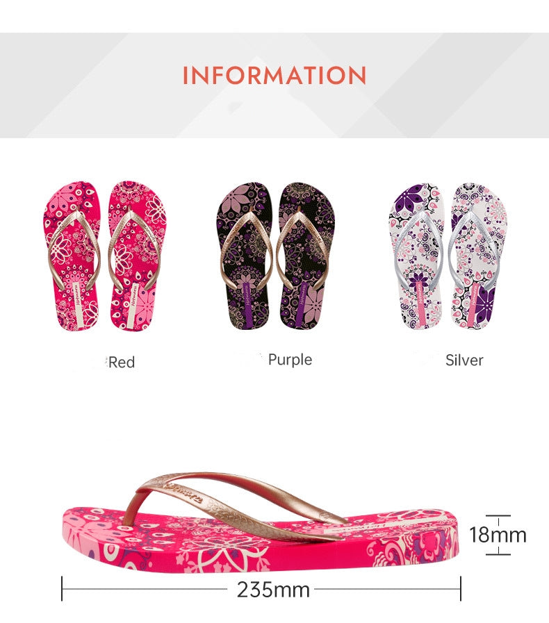 Flip-Flops Women's Flat Heel Non-slip Out Flip-flops Personality Women's Sandals Seaside Beach Shoes