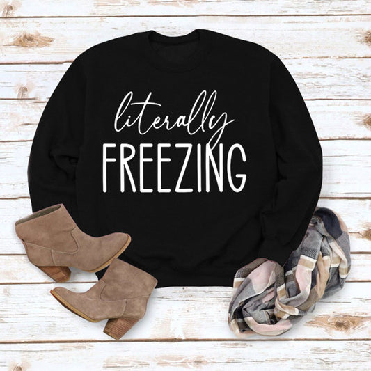 Printed Loose Pullover Simple Round Neck Long Sleeve Top Sweater