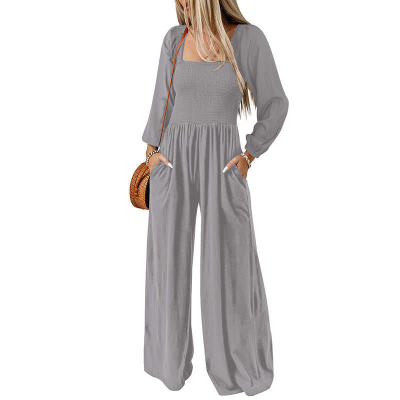 New Solid Color Wide Leg Trousers Women's European And American Thin Simple