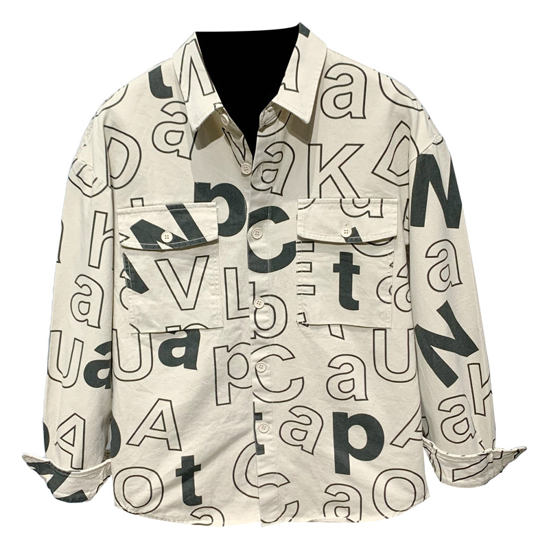 Tide Brand Tooling Full Body Letter Print Lapel Jacket Men