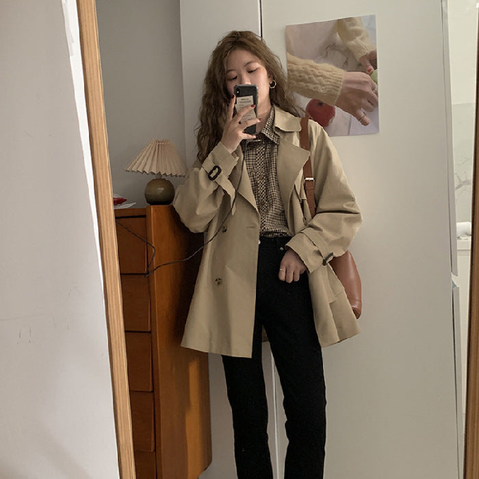 Tidligt Forår Efterår Ny Trenchcoat Jakke Dame Kort