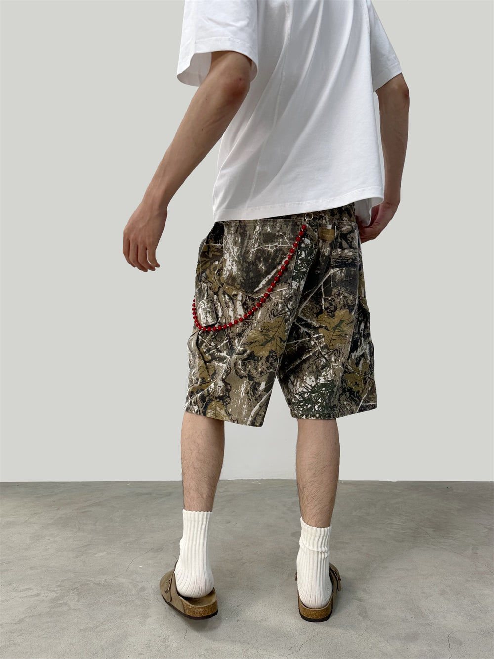 Washed Old Branches Camouflage Shorts Multi-pocket Cargo Pants