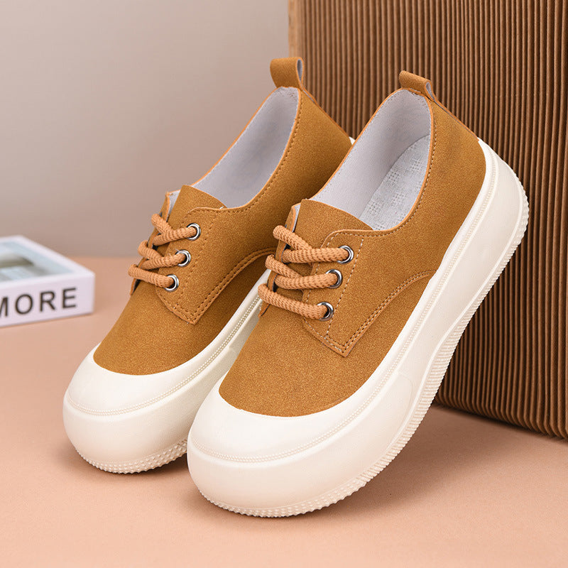 Height Increasing 4CM Platform Shoes Women's Casual Platform Round Toe Loafers