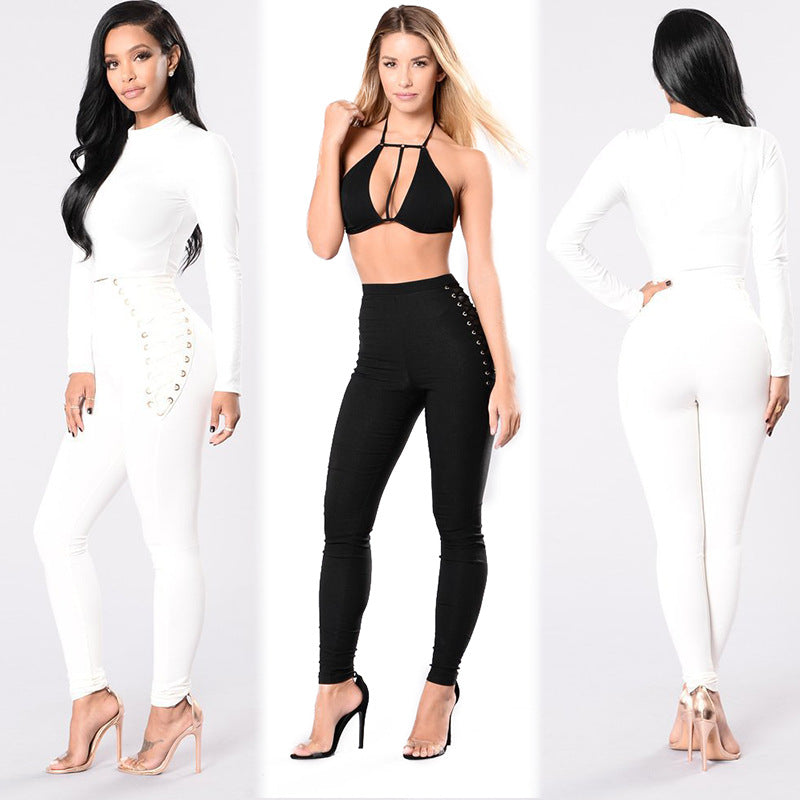 Women's Small Cross Strap Leggings Large Size Stitching