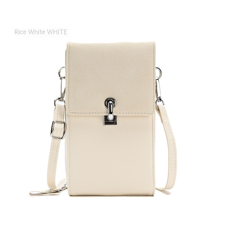 Solid Color Simple Mobile Phone Bag PU One-shoulder Crossbody