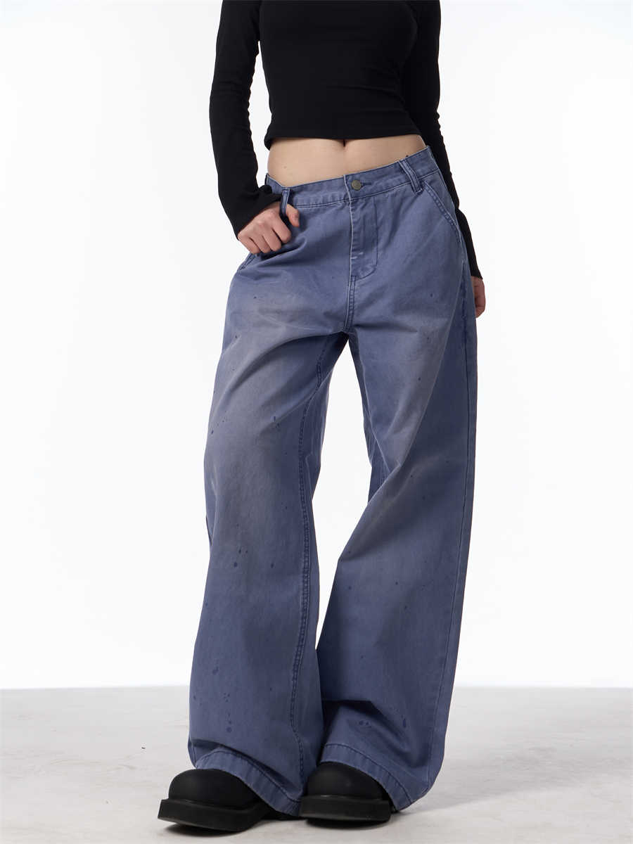 Retro Straight Cargo Pants Women's Loose Casual Wide-leg Pants