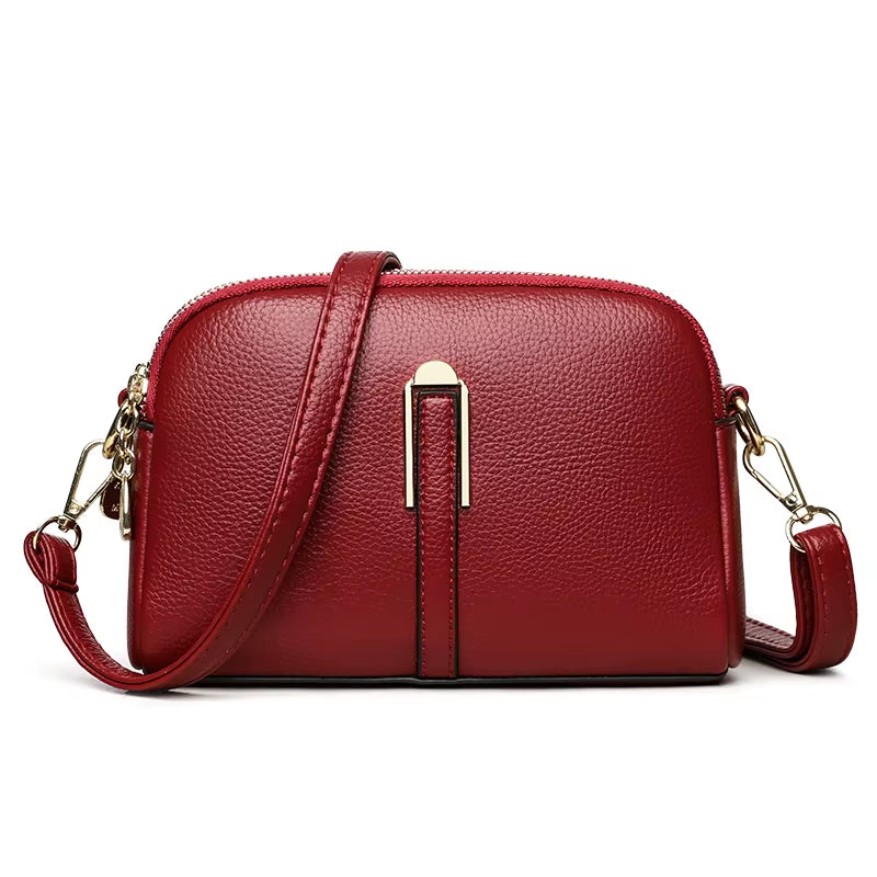2024 Women's Solid Color Crossbody Bag in Authentic Soft Leather - Luxury Shoulder Handbag and Wallet