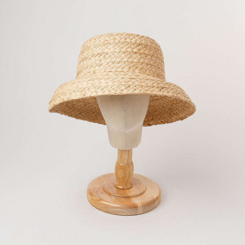 Vintage Flat Top Fold Down Brim Children's Straw Hat