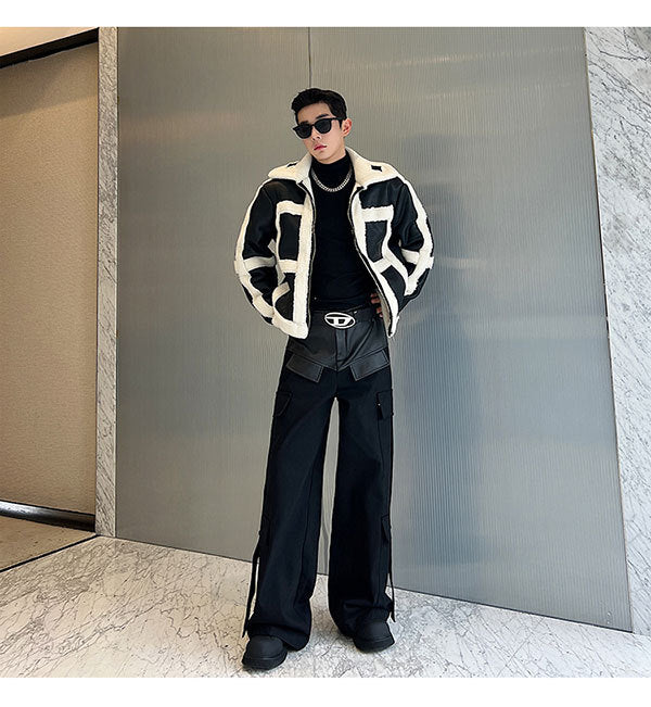 French Fashionable Fur Jacket Stitching Korean Style