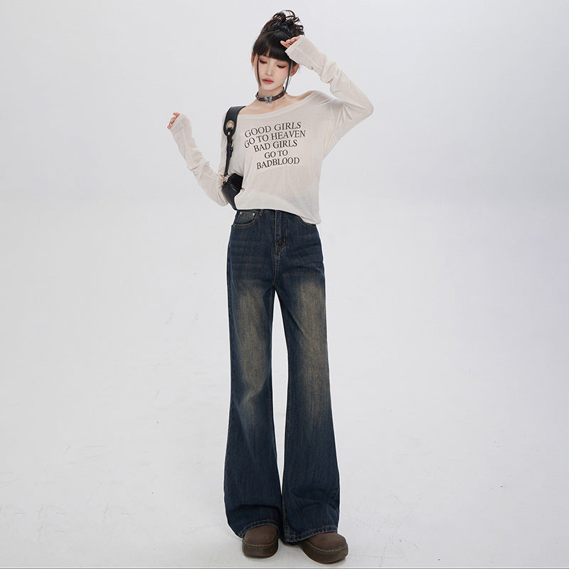 Retro Loose Micro-flared Jeans For Women