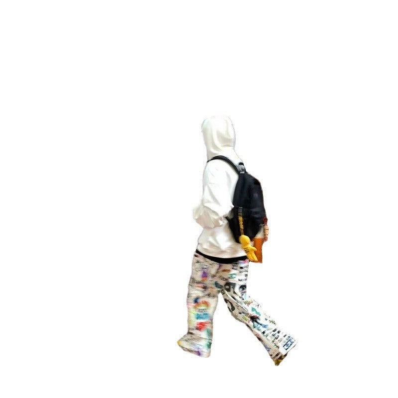 Men's And Women's Drawstring Wide-leg Pants Graffiti Pants