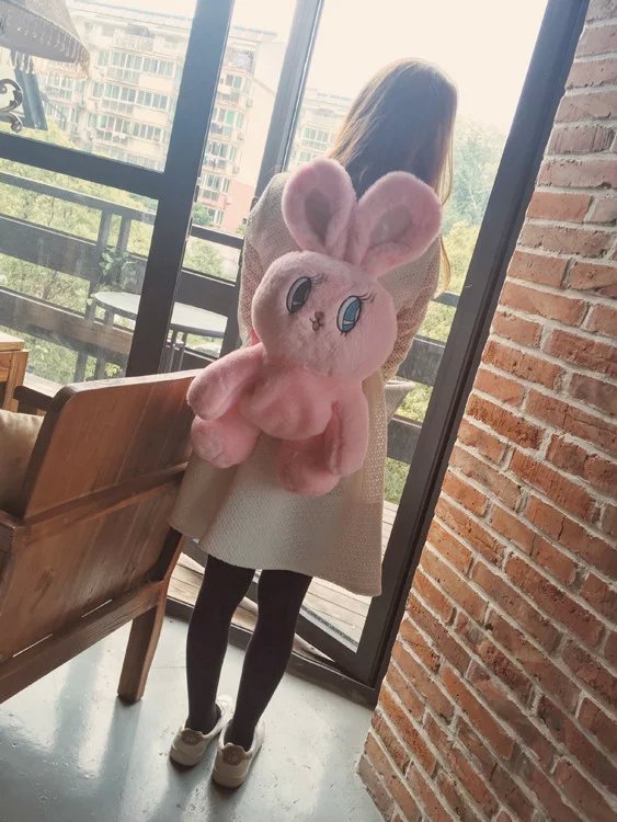 Rabbit Cute Furry Big Eyes Backpack Shoulder Travel Bag