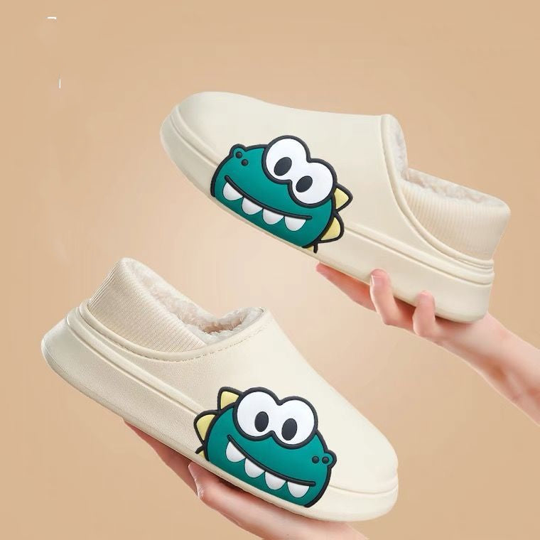 Household Cartoon Couple Bag With Fleece Warm Cotton Slippers