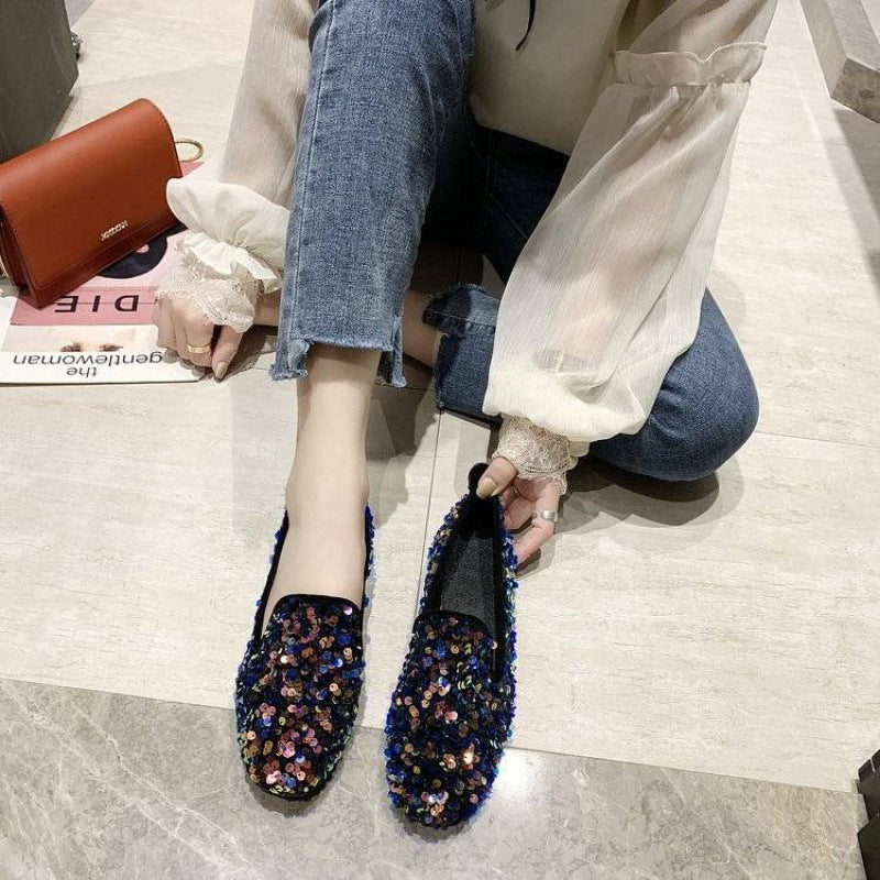 New Women's Flat All-match Social Rhinestone Pumps