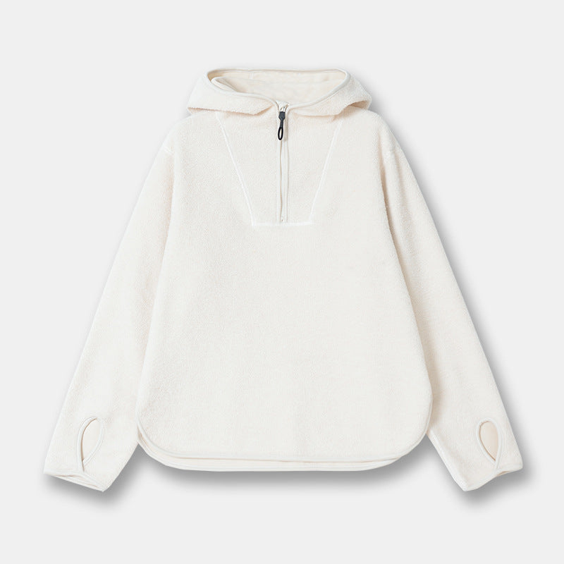 Tynd Hættetrøje Løs Langærmet Sportsfleece