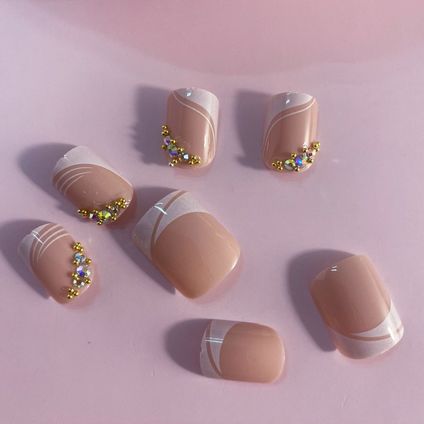 Removable Oblique French Simplicity Wear-resistant Finished Product Nail Sticker